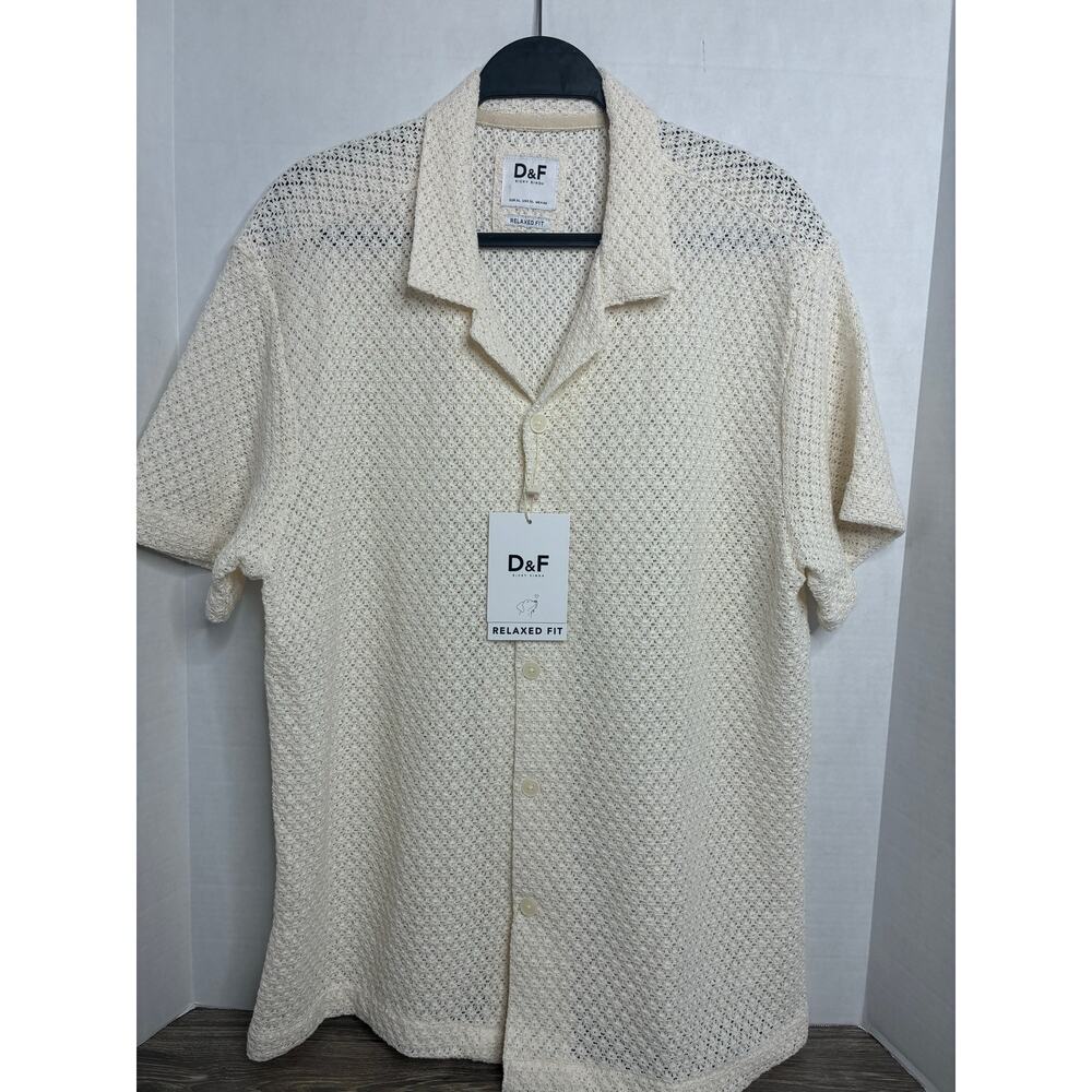 Ricky Singh D&F Ivory Men's XL Button Up Shirt NWT Relaxed Fit Resort Cruise